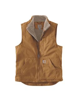 WASH DUCK LINED MOCK NECK VEST BROWN